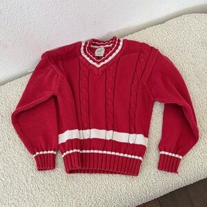 GAP Red and White Kids Cable Knit Sweater